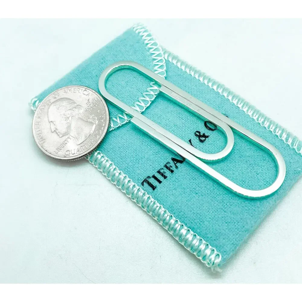 Tiffany & Co Sterling Silver Paperclip Money Clip Holder 2.5